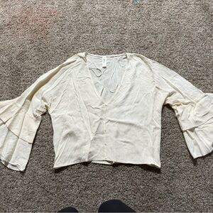 Mahina Ivory Button-Down Blouse